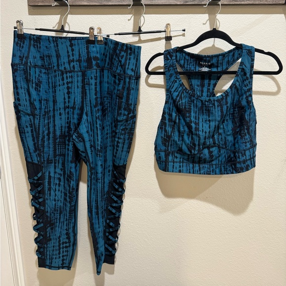 TORRID blue and black tie dye active set - Picture 1 of 9